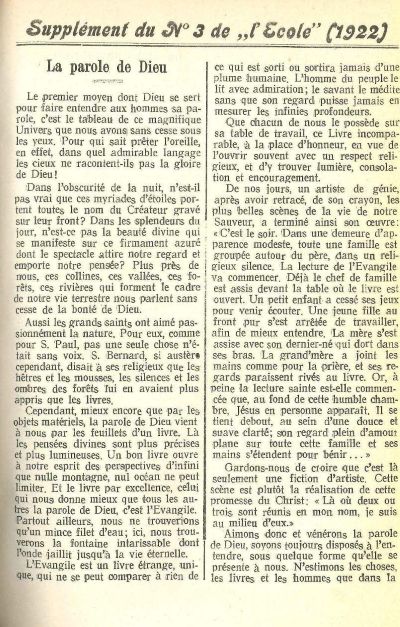 N° 03 Ecole primaire mar 1922 supplement