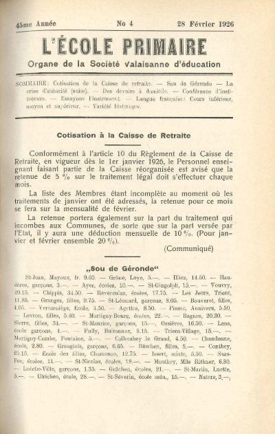 N° 04 Ecole primaire fév 1926