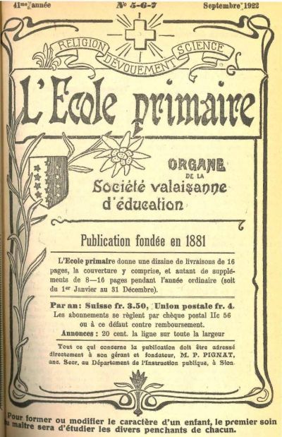 N° 05-06-07 Ecole primaire sep 1922