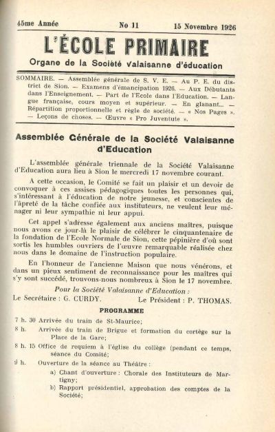 N° 11 Ecole primaire nov 1926