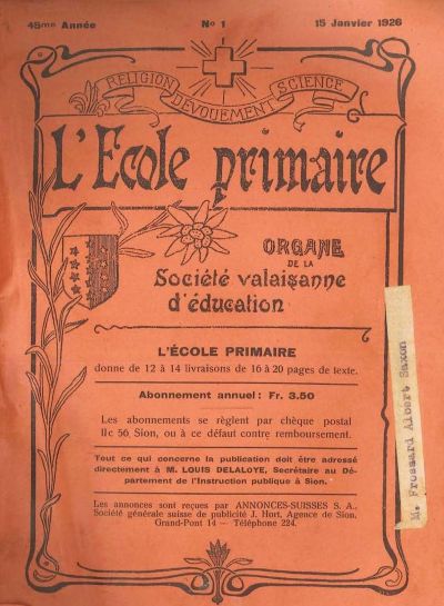No01 Ecole primaire 15 jan 1926