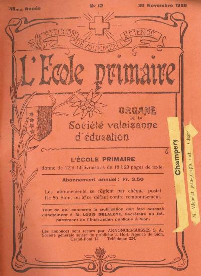 No12 Ecole primaire 30 nov 1926