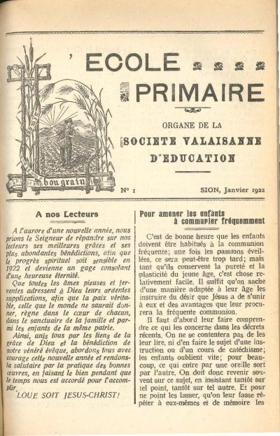 N° 01 Ecole primaire jan 1922 supplement