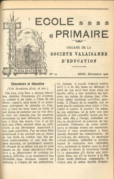 N° 10 Ecole primaire decembre 1922
