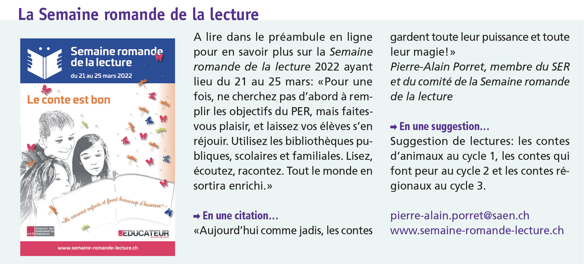 Semaine romande de la lecture